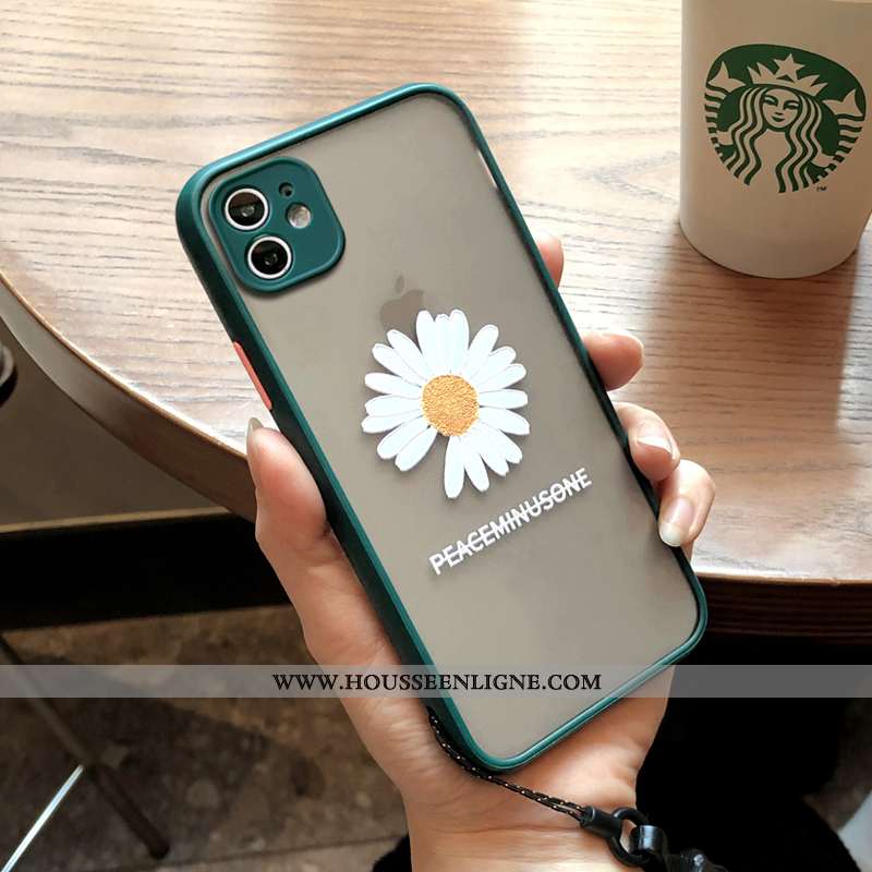 Étui iPhone 11 Silicone Protection Petite Marguerite Vert Téléphone Portable Coque Verte