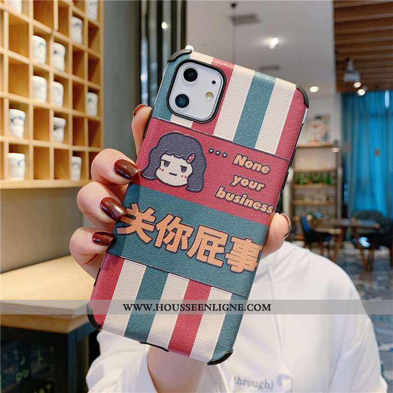 Étui iPhone 11 Tendance Cuir Téléphone Portable Gaufrage Mode Soie Mulberry Fluide Doux Bleu