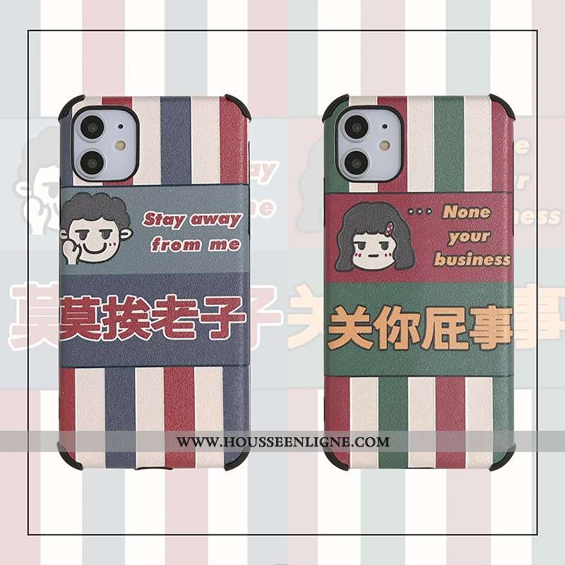 Étui iPhone 11 Tendance Cuir Téléphone Portable Gaufrage Mode Soie Mulberry Fluide Doux Bleu