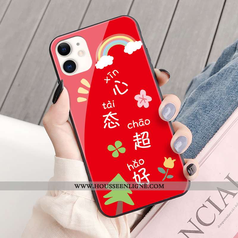 Étui iPhone 11 Verre Personnalité Ultra Coque Vent Charmant Créatif Verte