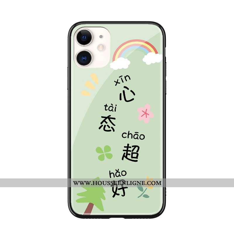Étui iPhone 11 Verre Personnalité Ultra Coque Vent Charmant Créatif Verte
