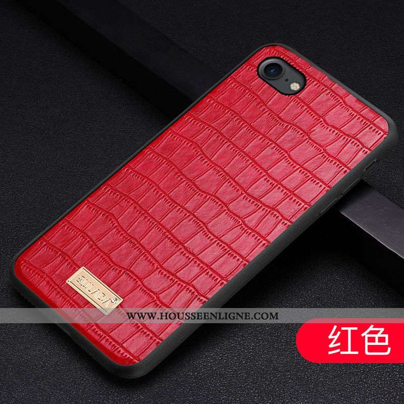 Étui iPhone 6/6s Cuir Véritable Tendance Luxe Modèle Fleurie Mode Coque Téléphone Portable Rouge