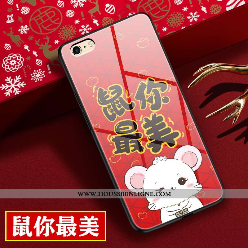 Étui iPhone 6/6s Personnalité Dessin Animé Téléphone Portable Verre Incassable Rat Protection Rouge