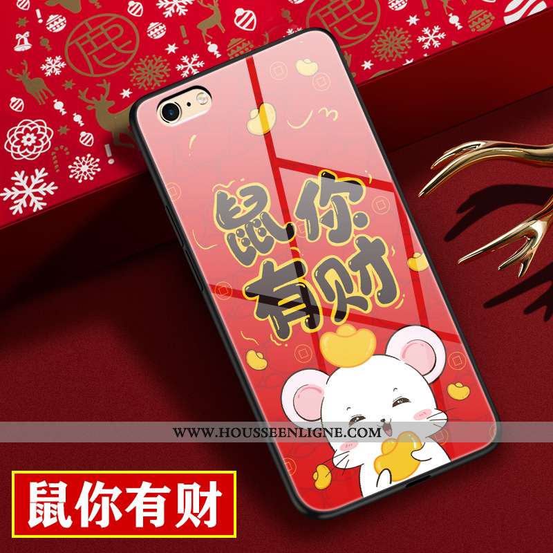 Étui iPhone 6/6s Personnalité Dessin Animé Téléphone Portable Verre Incassable Rat Protection Rouge