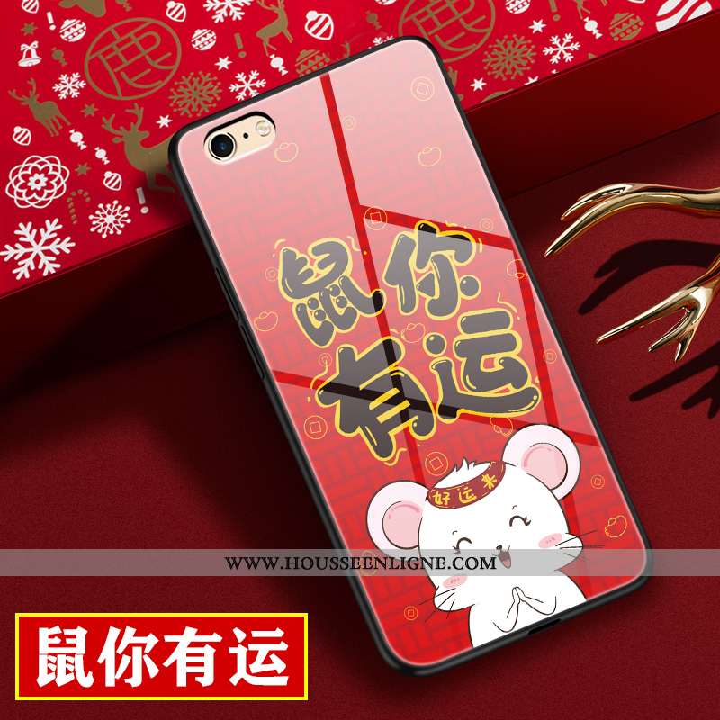 Étui iPhone 6/6s Personnalité Dessin Animé Téléphone Portable Verre Incassable Rat Protection Rouge