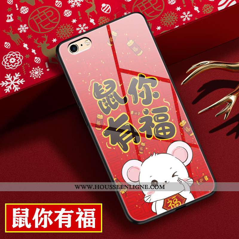 Étui iPhone 6/6s Personnalité Dessin Animé Téléphone Portable Verre Incassable Rat Protection Rouge