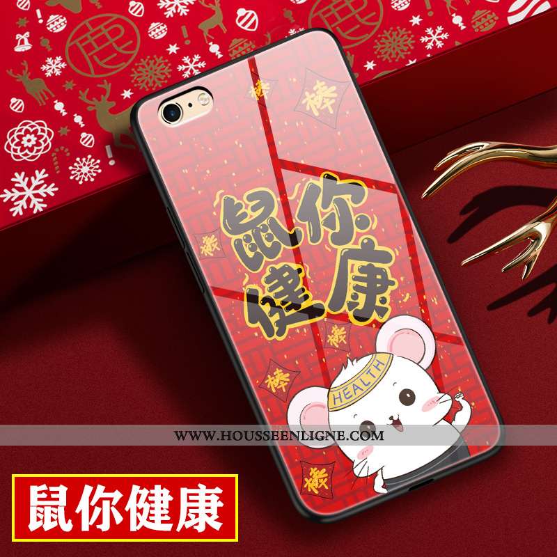Étui iPhone 6/6s Personnalité Dessin Animé Téléphone Portable Verre Incassable Rat Protection Rouge