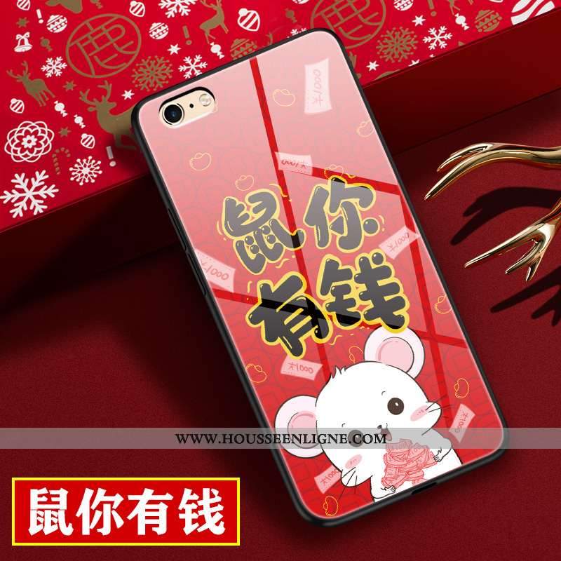 Étui iPhone 6/6s Personnalité Dessin Animé Téléphone Portable Verre Incassable Rat Protection Rouge