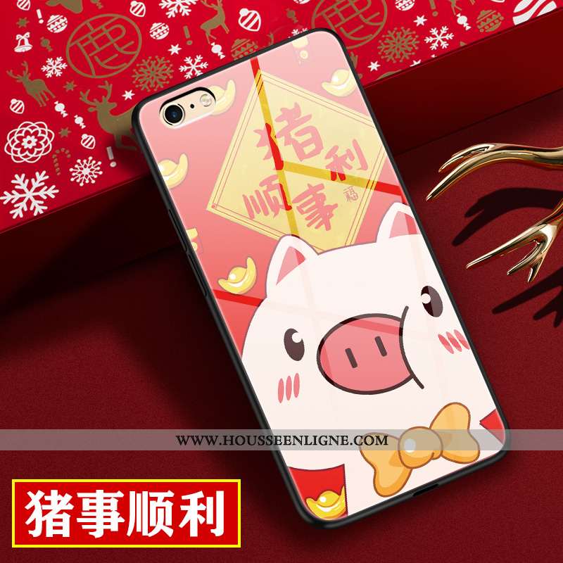 Étui iPhone 6/6s Personnalité Dessin Animé Téléphone Portable Verre Incassable Rat Protection Rouge