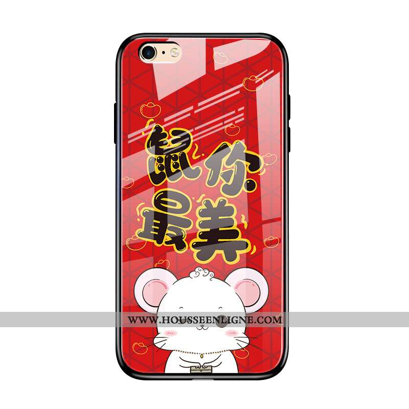 Étui iPhone 6/6s Personnalité Dessin Animé Téléphone Portable Verre Incassable Rat Protection Rouge