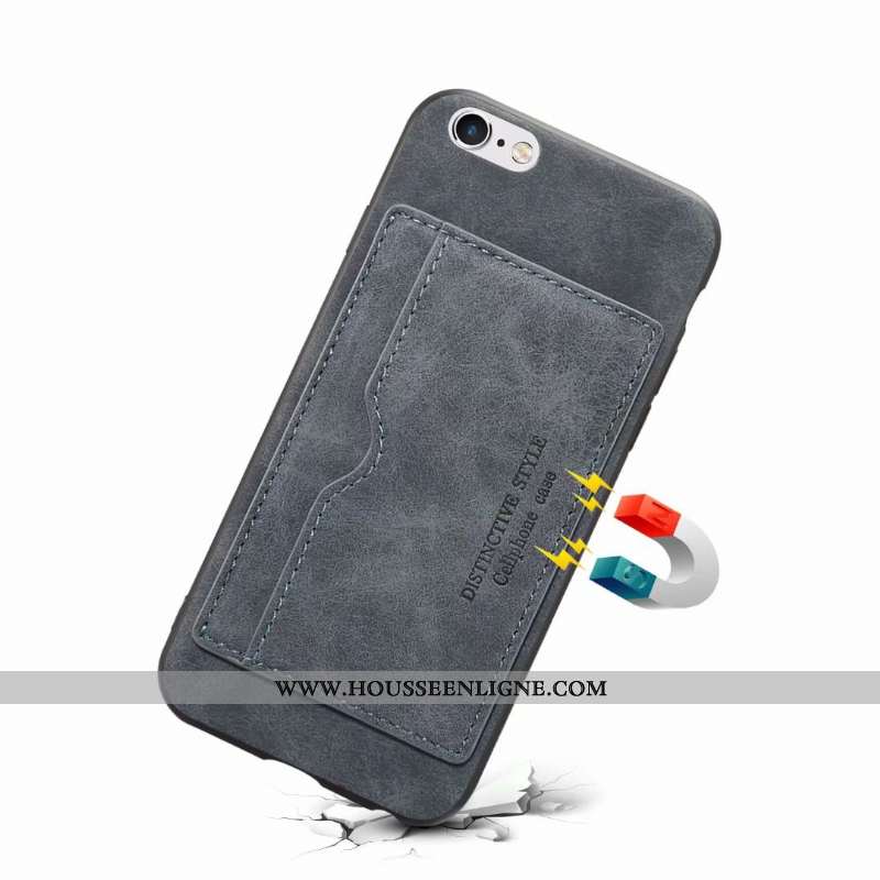 Étui iPhone 6/6s Plus Cuir Protection Couleur Unie Rouge Carte Coque