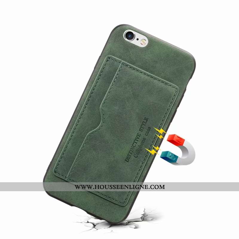 Étui iPhone 6/6s Plus Cuir Protection Couleur Unie Rouge Carte Coque