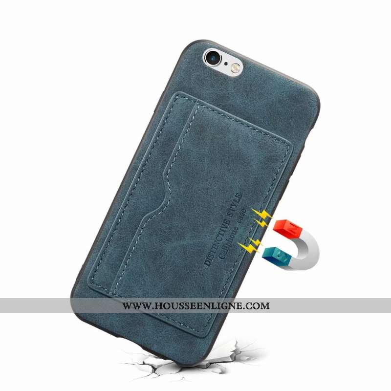 Étui iPhone 6/6s Plus Cuir Protection Couleur Unie Rouge Carte Coque