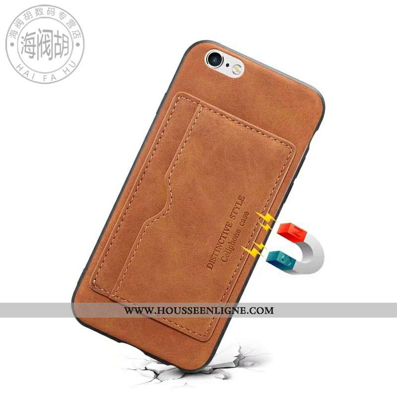 Étui iPhone 6/6s Plus Cuir Protection Couleur Unie Rouge Carte Coque
