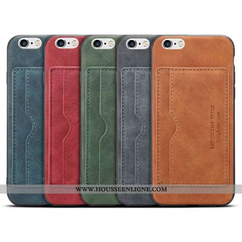 Étui iPhone 6/6s Plus Cuir Protection Couleur Unie Rouge Carte Coque