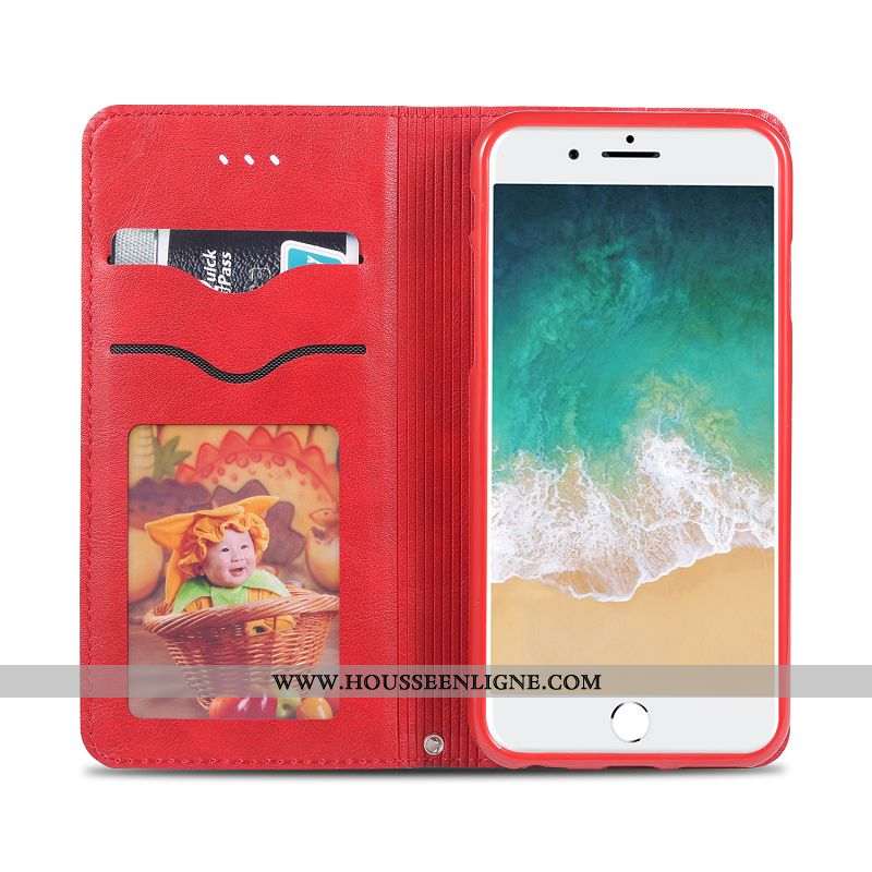 Étui iPhone 6/6s Plus Portefeuille Protection Carte Coque Téléphone Portable Nouveau Rouge