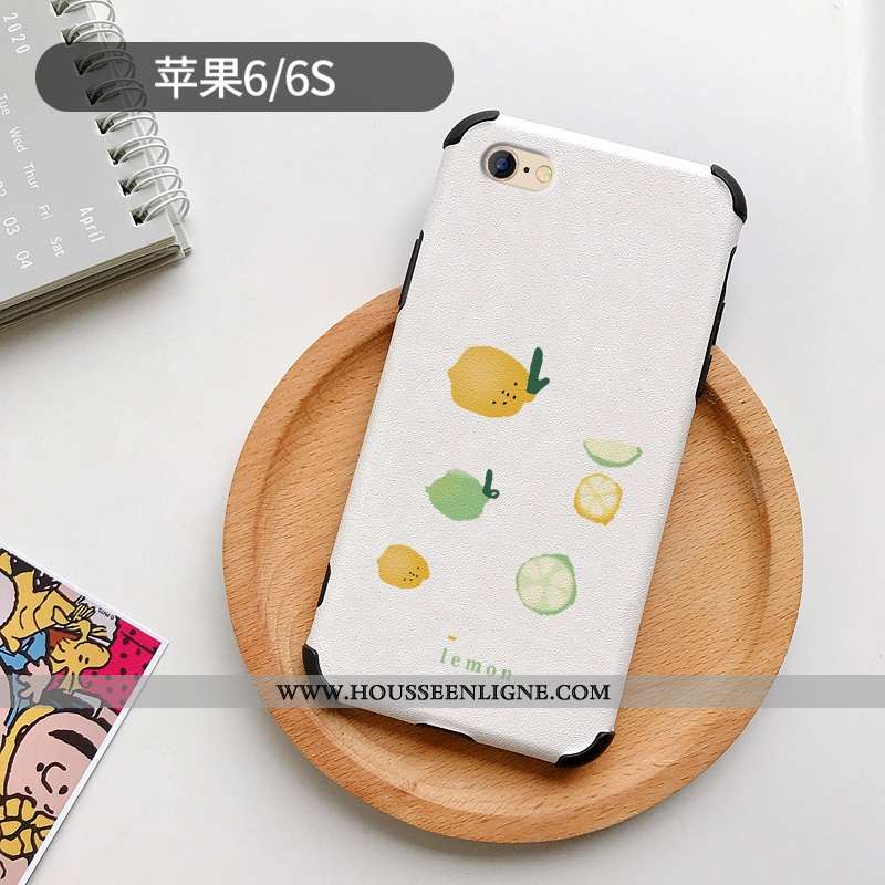 Étui iPhone 6/6s Plus Silicone Mode Téléphone Portable Petit Frais Modèle Fleurie Citron Blanche