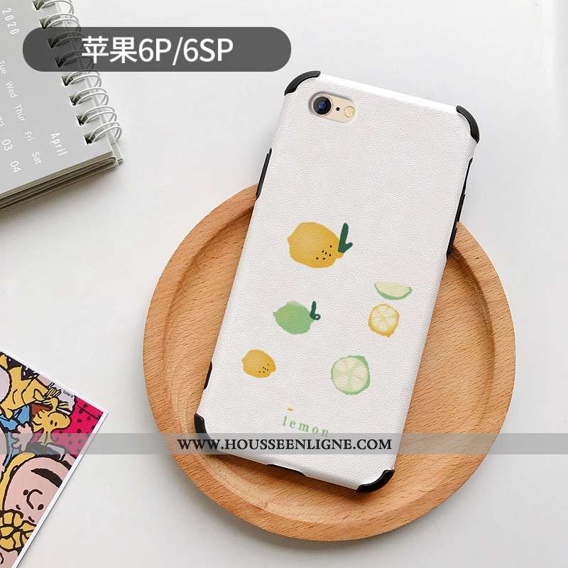 Étui iPhone 6/6s Plus Silicone Mode Téléphone Portable Petit Frais Modèle Fleurie Citron Blanche