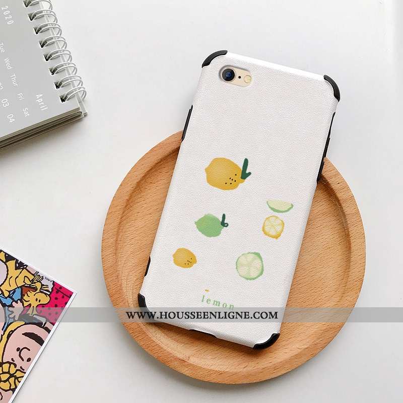 Étui iPhone 6/6s Plus Silicone Mode Téléphone Portable Petit Frais Modèle Fleurie Citron Blanche