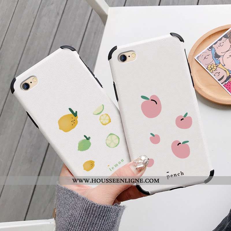 Étui iPhone 6/6s Plus Silicone Mode Téléphone Portable Petit Frais Modèle Fleurie Citron Blanche