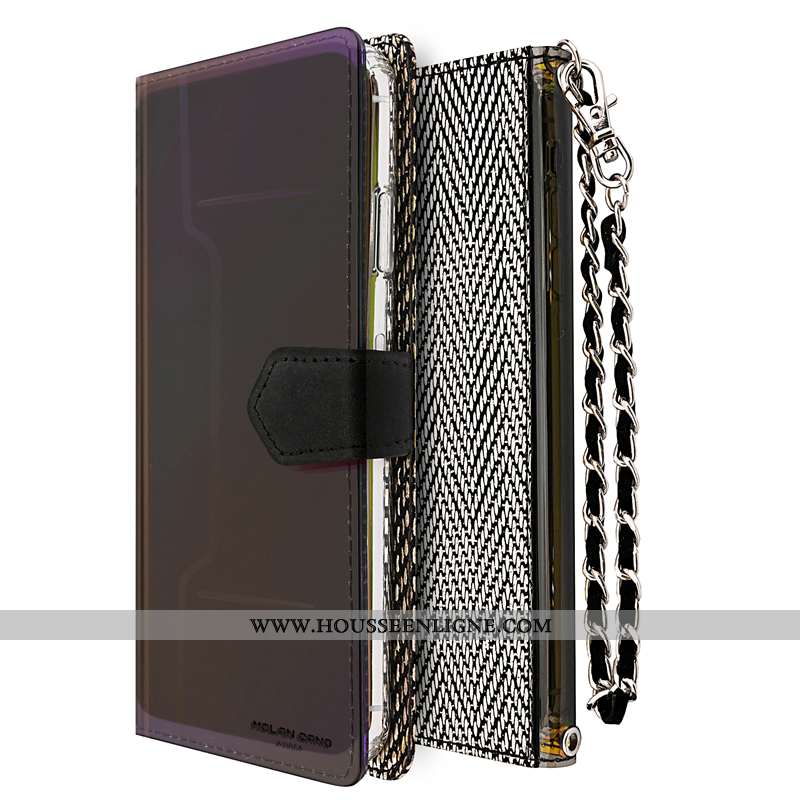 Étui iPhone 6/6s Plus Tendance Cuir Téléphone Portable Incassable Fluide Doux Noir Chaîne