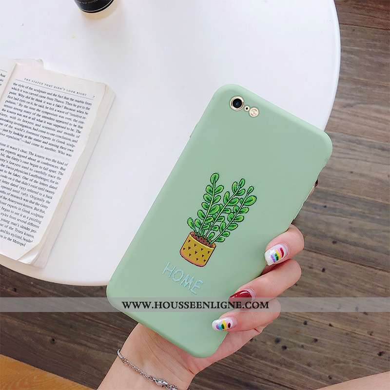 Étui iPhone 6/6s Protection Délavé En Daim Tendance Coque Téléphone Portable Ultra Verte