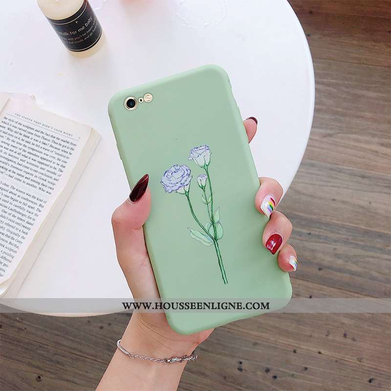 Étui iPhone 6/6s Protection Délavé En Daim Tendance Coque Téléphone Portable Ultra Verte