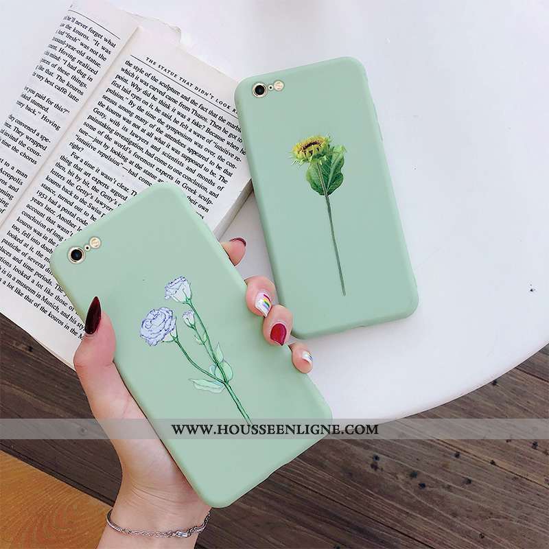 Étui iPhone 6/6s Protection Délavé En Daim Tendance Coque Téléphone Portable Ultra Verte