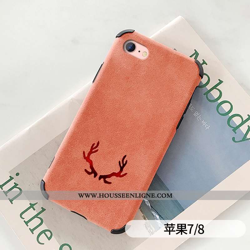Étui iPhone 7 Cuir Fluide Doux Protection Amoureux Simple Téléphone Portable Verte