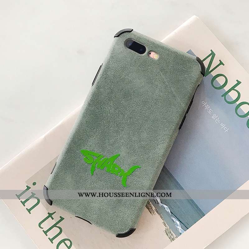 Étui iPhone 7 Cuir Fluide Doux Protection Amoureux Simple Téléphone Portable Verte