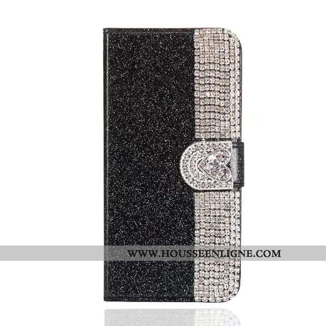 Étui iPhone 7 Cuir Papillon Rose Housse Téléphone Portable Noir