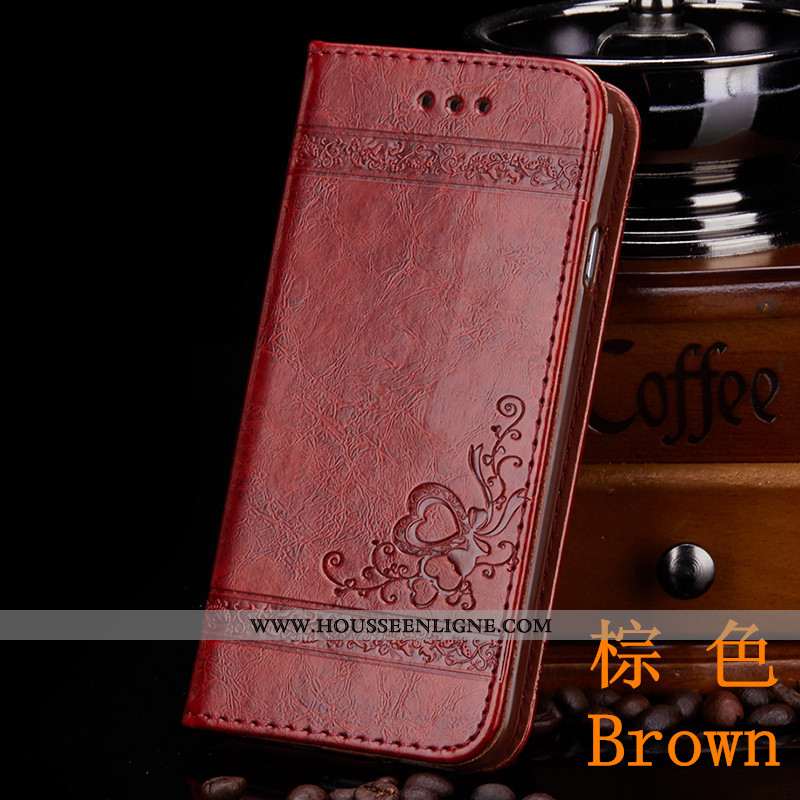 Étui iPhone 7 Cuir Protection Coque Portefeuille Housse Téléphone Portable Marron