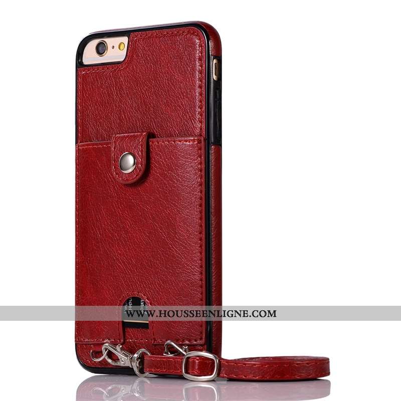 Étui iPhone 7 Cuir Protection Ornements Suspendus Cou Suspendu Or Coque Téléphone Portable Doré