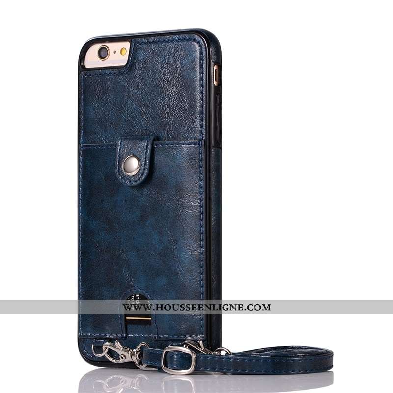 Étui iPhone 7 Cuir Protection Ornements Suspendus Cou Suspendu Or Coque Téléphone Portable Doré