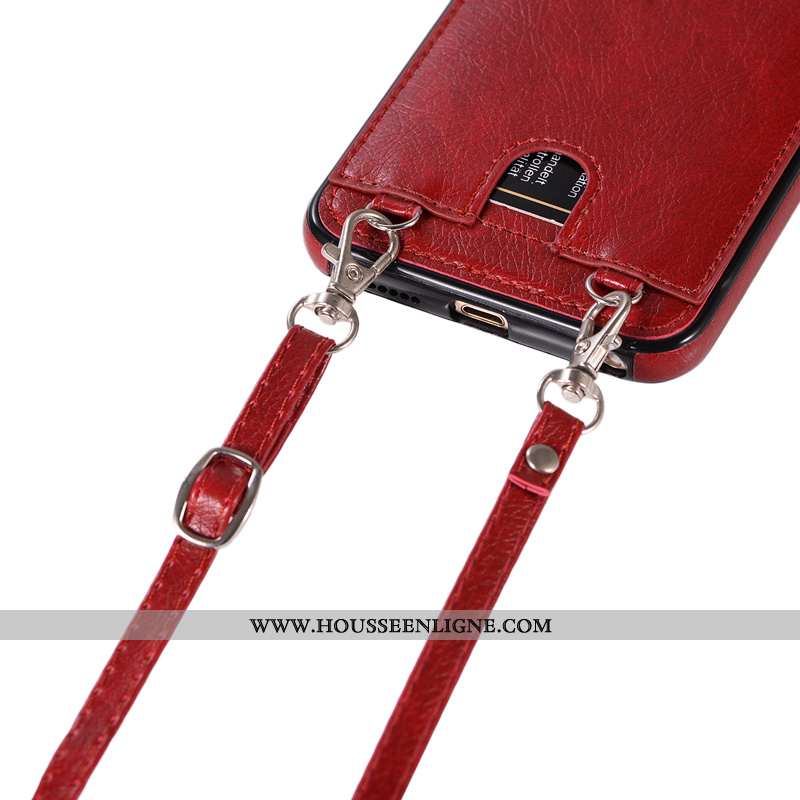 Étui iPhone 7 Cuir Protection Ornements Suspendus Cou Suspendu Or Coque Téléphone Portable Doré