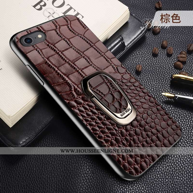 Étui iPhone 7 Cuir Véritable Tendance Bovins Personnalisé Incassable Luxe Marron