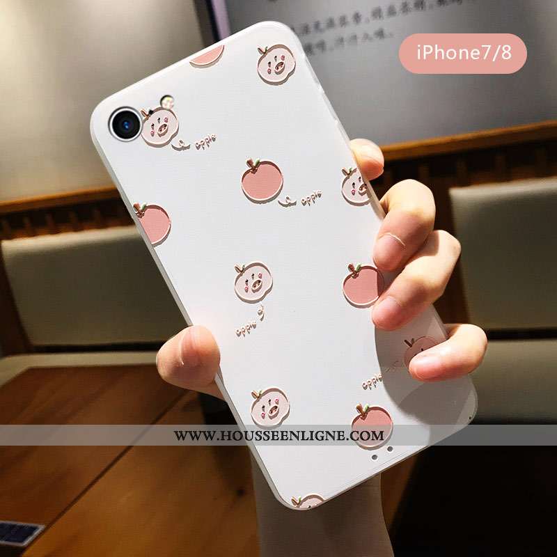 Étui iPhone 7 Délavé En Daim Personnalité Tout Compris Incassable Blanc Coque Petit Blanche