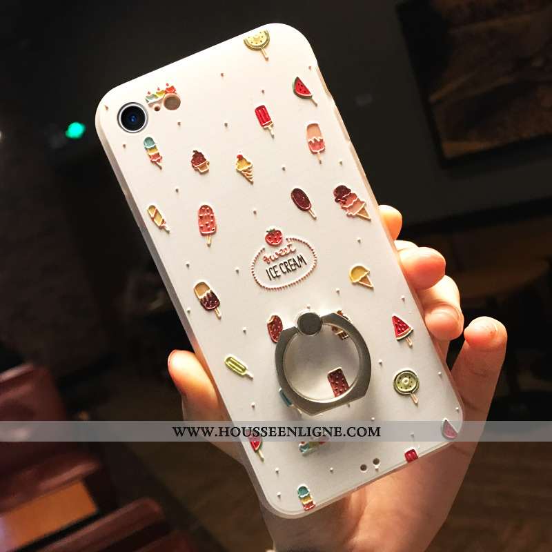 Étui iPhone 7 Ornements Suspendus Personnalité Blanc Incassable Créatif Anneau Délavé En Daim Blanch