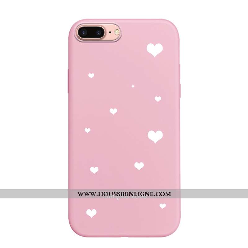 Étui iPhone 7 Plus Dessin Animé Fluide Doux Rose Coque Cœur Incassable