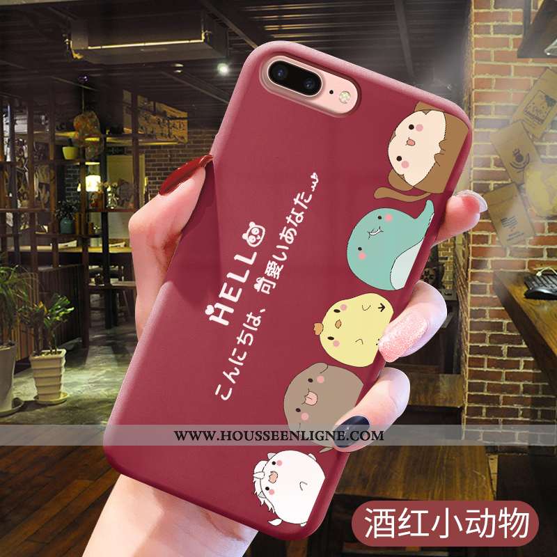 Étui iPhone 7 Plus Dessin Animé Fluide Doux Rose Coque Cœur Incassable