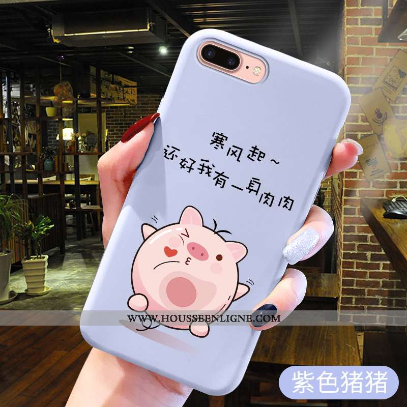 Étui iPhone 7 Plus Dessin Animé Fluide Doux Rose Coque Cœur Incassable