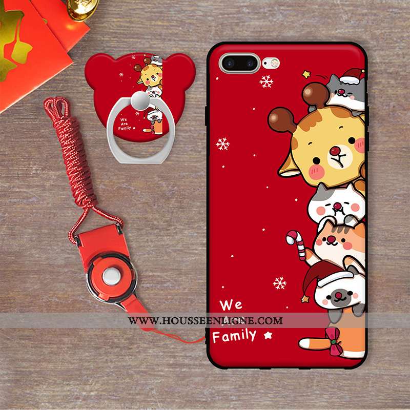 Étui iPhone 7 Plus Dessin Animé Protection Pu Coque Rouge Téléphone Portable