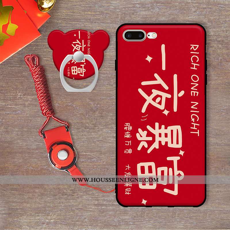 Étui iPhone 7 Plus Dessin Animé Protection Pu Coque Rouge Téléphone Portable