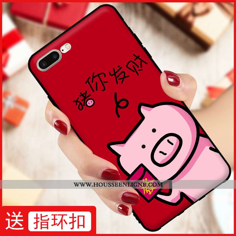 Étui iPhone 7 Plus Dessin Animé Protection Pu Coque Rouge Téléphone Portable
