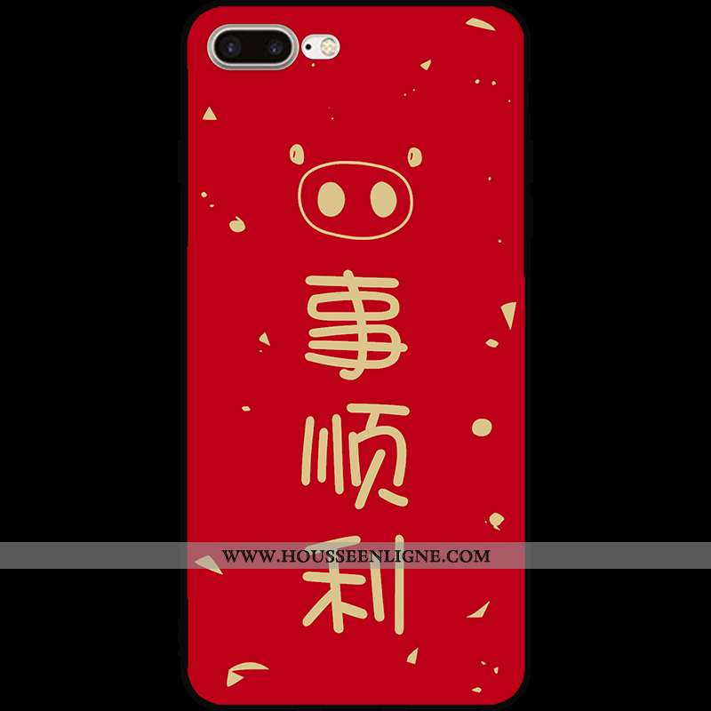 Étui iPhone 7 Plus Dessin Animé Protection Pu Coque Rouge Téléphone Portable