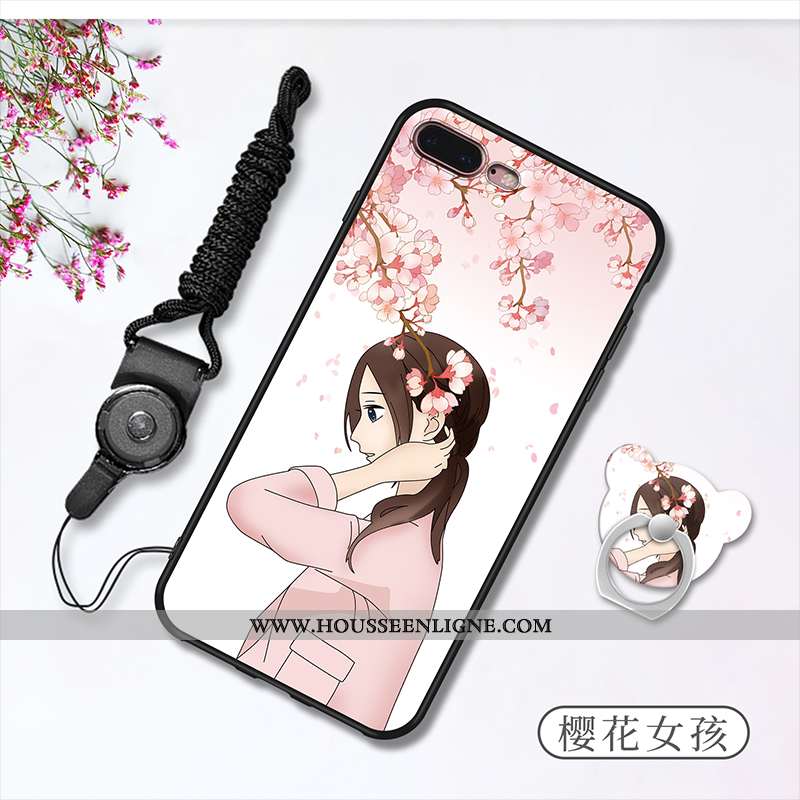 Étui iPhone 7 Plus Fluide Doux Silicone Blanc Ornements Suspendus Anneau Coque Téléphone Portable Bl