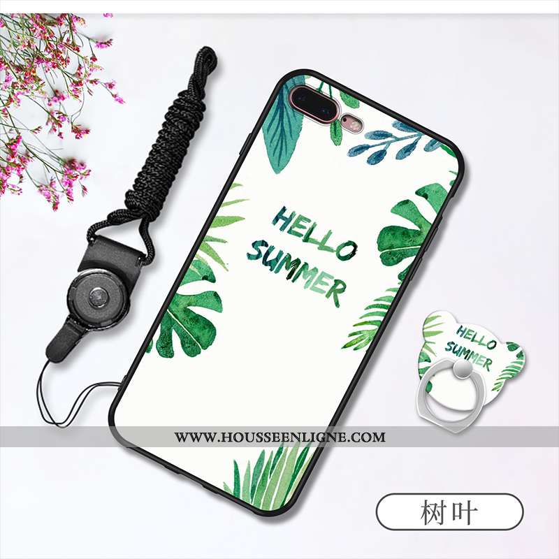Étui iPhone 7 Plus Fluide Doux Silicone Blanc Ornements Suspendus Anneau Coque Téléphone Portable Bl