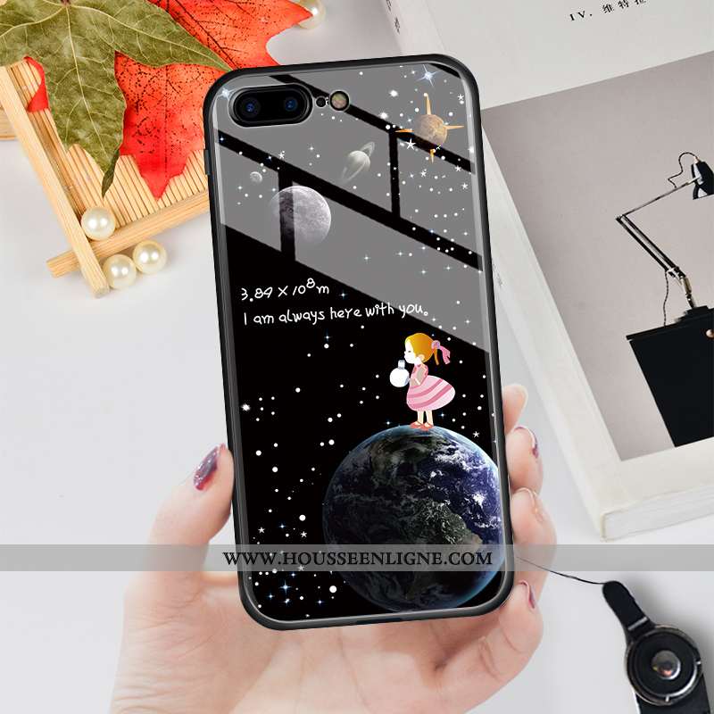 Étui iPhone 7 Plus Personnalité Dessin Animé Tendance Tout Compris Verre Noir Téléphone Portable
