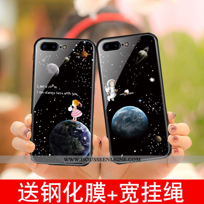 Étui iPhone 7 Plus Personnalité Dessin Animé Tendance Tout Compris Verre Noir Téléphone Portable