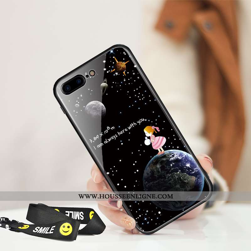 Étui iPhone 7 Plus Personnalité Dessin Animé Tendance Tout Compris Verre Noir Téléphone Portable